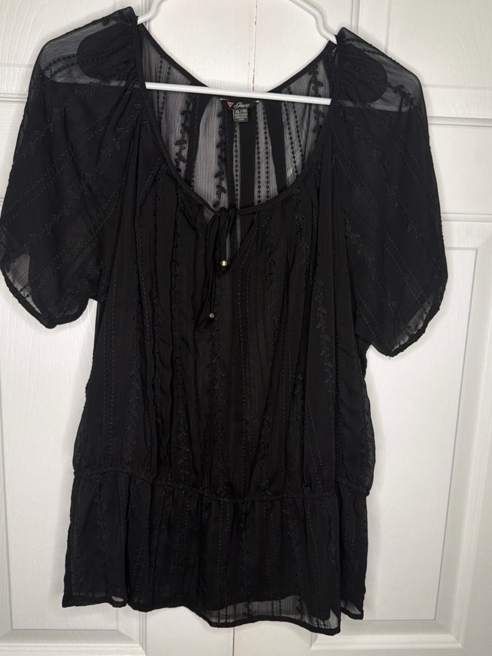 Guess Black Sheer Blouse